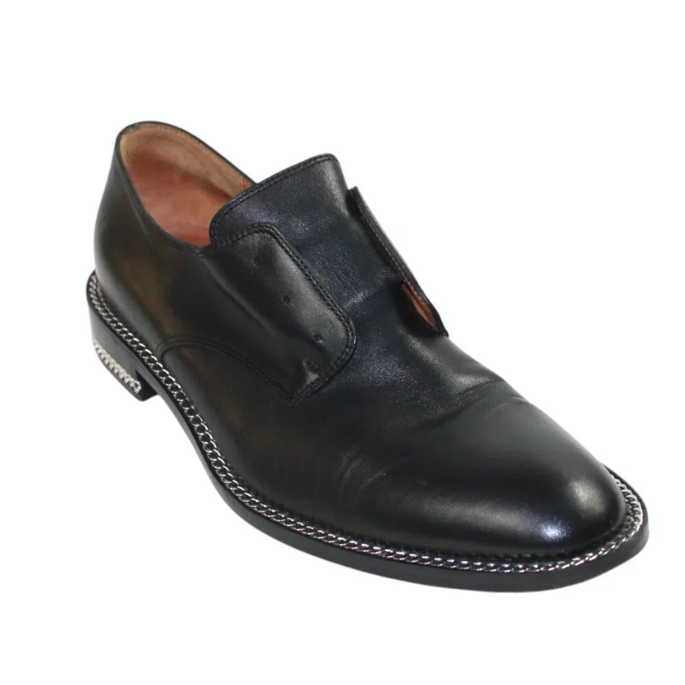 Givenchy Paris Rosanna Chain Black Leather Men’s Derby Shoe  Size 41  (US 8)